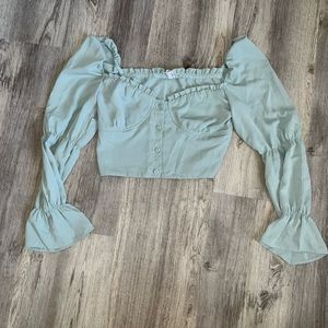 Light blue bustier crop top